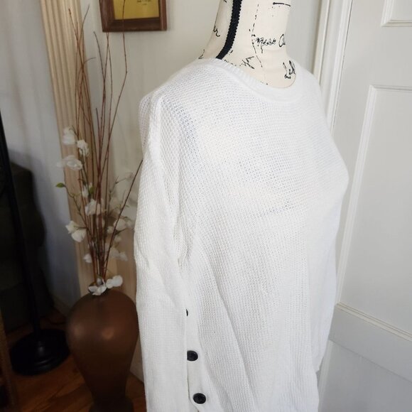 1. State Waffle White Weave Long Sleeved Pull Over Sz S - Picture 5 of 9